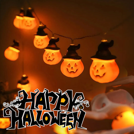 PVC Soft Material Halloween Lighting Chain Pumpkin Ghost Bat Modeling Lamp Indoor And Outdoor Home Decoration